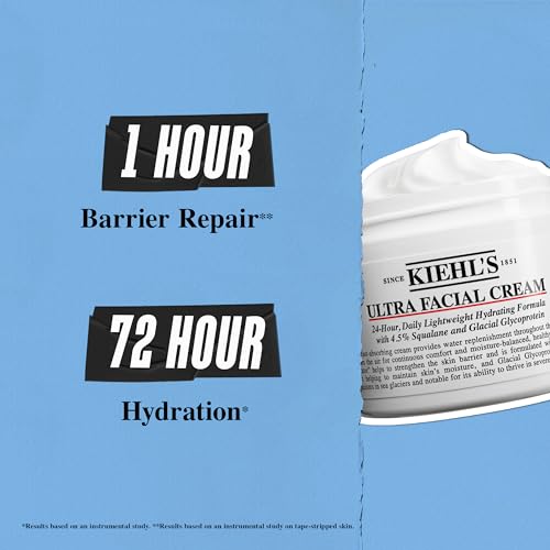 Kiehl's Ultra Facial Cream, with 4.5% Squalane to Strengthen Skin's Moisture Barrier, Skin Feels Softer and Smoother, Long-Lasting Hydration, Easy and Fast-Absorbing, All Skin Types - 4.2 fl oz